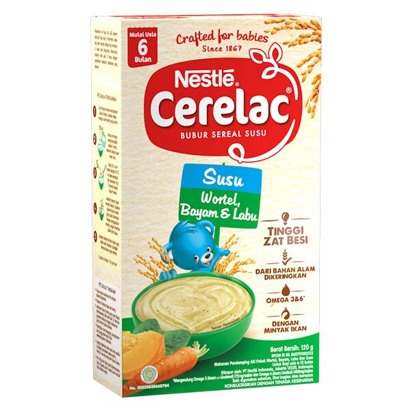 Bubur Sereal Susu Wortel, Bayam & Labu